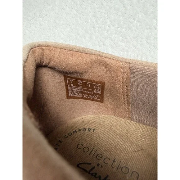 Clarks Collection Ultimate Comfort Women's 9.5 Tan Suede Oxford Lace-Up - Picture 6 of 7